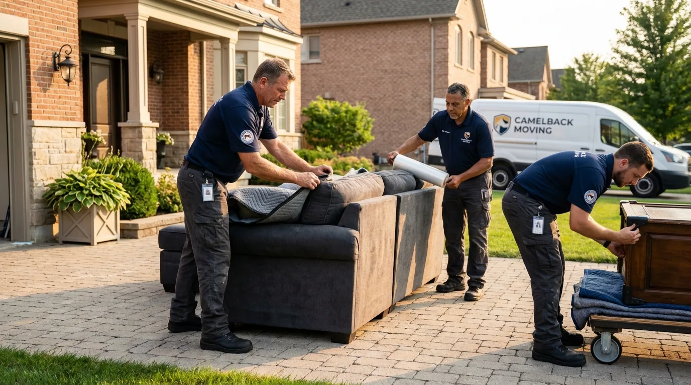 Large estate moving crew wrapping furniture in Wellington, TX